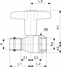 Кульовий кран Viega Easytop 2275.4 з SC-Contur 35хRp1¼ кремнієва бронза 746797