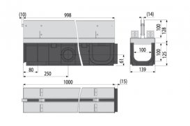 Щілинний дренажний канал AlcaPlast 100 мм із симетричною надставкою з нержавіючої сталі С250 AVZ101-R323