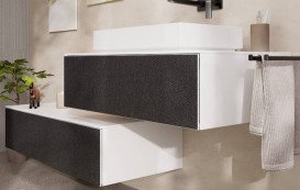 Шкафчик для ванной Hansgrohe Xevolos E подвесной 118х55,5 см матовый белый/текстиль темно-серый 54325660