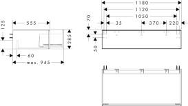 Шкафчик для ванной Hansgrohe Xevolos E подвесной 118х55,5 см сланцево-серый матовый/узорчатая бронза 54327390