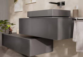 Шкафчик для ванной Hansgrohe Xevolos E подвесной 118х55,5 см сланцево-серый матовый/сланцево-серый 54327770