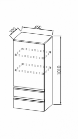 Шафка для ванної підвісна Kolpa San Alexis A 1011 450x1010x320 мм МДФ темний бетон 547320