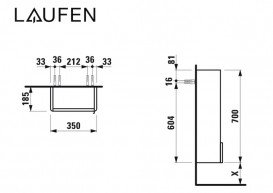 Шафка для ванної підвісної Laufen Base 35х18,5 см петлі праворуч МДФ колір на вибір H4026021109991