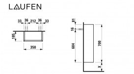 Шафка для ванної підвісної Laufen Base 35х18,5 см петлі зліва МДФ колір на вибір H4026111109991