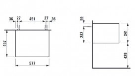 Шафка для ванної підвісної Laufen Sonar 60 см МДФ/ДСП/керамограніт титан/чорний мармур H4054000341421
