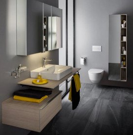 Шафка для ванної підвісної Laufen Space 43,5x51,8x24,9 см HPL світлий горіх H4111011601011