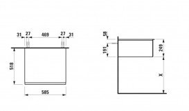 Шафка для ванної підвісної Laufen Space 58,5x51,8x24,9 см HPL колір на вибір H4111311609991