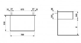 Шкафчик для ванной подвесной Laufen Space 78,9x51,8x24,9 см HPL темный вяз H4111611601031