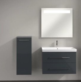 Шафка для ванної Villeroy & Boch Avento 35х40,4 см петлі зліва МДФ з акриловим покриттям скло сіре A89500B1