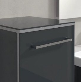 Шафка для ванної Villeroy & Boch Avento 35х40,4 см петлі зліва МДФ з акриловим покриттям скло сіре A89500B1