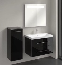 Шкафчик для ванной Villeroy & Boch Avento 35х40,4 см петли слева МДФ с акриловым покрытием стекло черное A89500B3