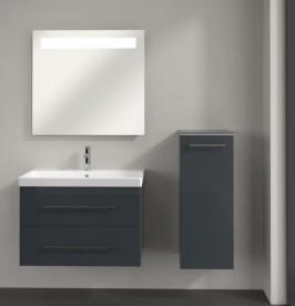 Шафка для ванної Villeroy & Boch Avento 35х40,4 см петлі праворуч МДФ з акриловим покриттям скло сіре A89501B1