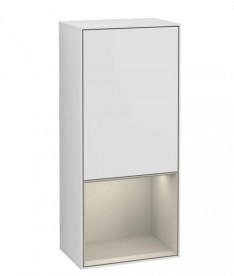 Шафка для ванної Villeroy & Boch Finion 41,8х93,6х27 см петлі зліва з підсвічуванням МДФ білий матовий лак/пісок матовий лак F540HHMT