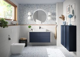 Шкафчик для ванной Villeroy & Boch Finion 41,8х93,6х27 см петли справа МДФ темно-синий матовый лак F57000HG