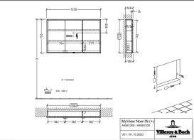 Шафка для ванної Villeroy & Boch My View Now 120x75 см з підсвічуванням алюміній/дзеркало A4561200