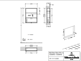 Шафка для ванної Villeroy & Boch My View Now 60x75 см з підсвічуванням алюміній/дзеркало A4566R00