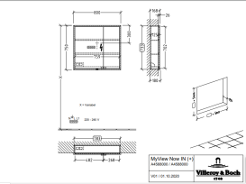 Шафка для ванної Villeroy & Boch My View Now 80x75 см з підсвічуванням алюміній/дзеркало A4588000