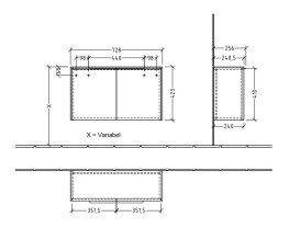 Шафка для ванної Villeroy & Boch Subway 3.0 72,8х25,6 см ДСП графіт/ручка алюміній глянцевий C60000VR
