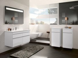 Шафка для ванної Villeroy & Boch Venticello 40,4х37,2 см петлі зліва МДФ глянсовий білий/ручка алюміній білий A95002DH