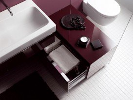 Шкафчик напольный Geberit iCon 89х47.2 см с одним выдвижным ящиком ДСП платиновый/высокоглянцевое покрытие 840092000