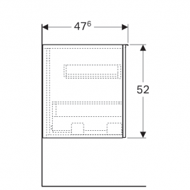 Шкафчик подвесной Geberit Acanto 45х52 см с одним выдвижным ящиком и внутренним выдвижным ящиком ДСП лава матовый/глянцевое стекло 500.618.JK.2
