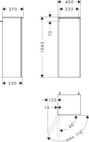 Напівпенал Hansgrohe Xelu Q 40х35 см петлі зліва МДФ/ДСП натуральний дуб ручка матова біла 54129700