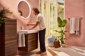 Полупенал подвесной Hansgrohe Xelu Q 40х35 см петли справа МДФ/ДСП темный орех ручка хром 54134000