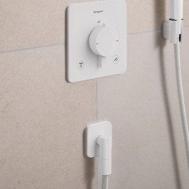 Шланговое подсоединение Hansgrohe FixFit Fine Q с обратным клапаном белый матовый 28884700