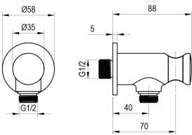 Шланговое подсоединение Ravak 707.00 с держателем для душа хром глянцевый X070562