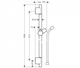 Штанга для душа Hansgrohe коллекция Unica Puro 0 9 м хром 28631820