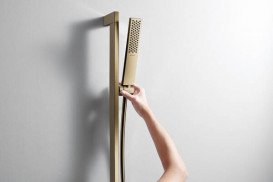 Штанга для душу Hansgrohe Unica Puro E 90 см з утримувачем та шлангом 160 см шліфована бронза 24403140