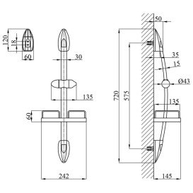 Штанга для душу Kroner KRM C750 72 см хром CV022941