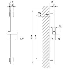 Штанга для душа Kroner KRP Edelstahl Kubus-SCH230 65 см нержавеющая сталь черный CV034876