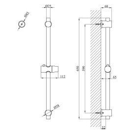 Штанга для душа Kroner KRP Edelstahl Klassisch-ESG230 65 см нержавеющая сталь никель CV022984