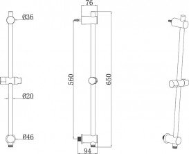 Штанга для душа Ravak 975.00 з рухомим власником і настінним висновком хромована латунь X07P342