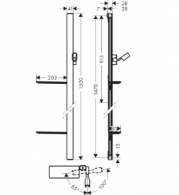 Штанга для душу з двома поличками Hansgrohe колекція Raindance E Unica хром / біла 27645400