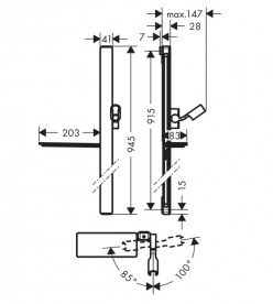 Штанга для душу з поличкою Hansgrohe колекція Raindance E Unica хром 27640000