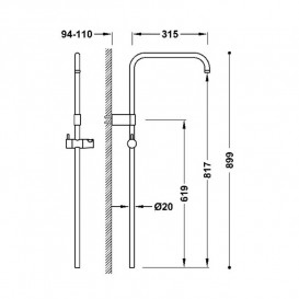 Штанга для душу Tres Over-wall 89,9 см матове рожеве золото 03463502OPM
