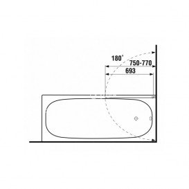 Шторка для ванної Jika Cubito Pure 75х140 см скляна ліва H2574250026681