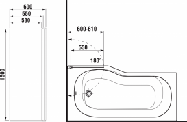 Шторка для ванной Jika Tigo 60х150 см прямая стеклянная правая H2572120026681