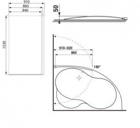Шторка для ванної Jika Tigo 91х153 см скляна ліва / права H2562420026681