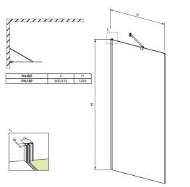 Шторка для ванної Radaway Classic PNJ 80 прозоре скло / хром 211080-001