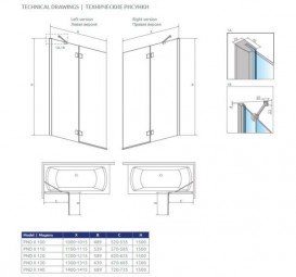 Шторка для ванной Radaway Essenza New PND II 110 правая прозрачное стекло/хром 10002110-01-01R