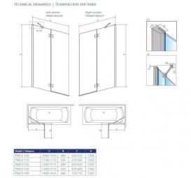 Шторка для ванної Radaway Essenza New PND II 130 ліва прозоре скло / хром 10002130-01-01L