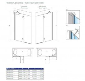 Шторка для ванной Radaway Essenza New Black PND II 100 правая прозрачное стекло/чёрный 10002100-54-01R