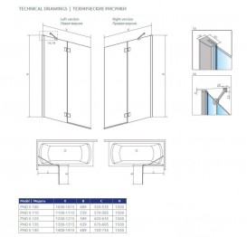 Шторка для ванної Radaway Essenza New Black PND II 100 ліва прозоре скло / чорний 10002100-54-01L