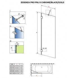 Шторка для ванної Radaway Essenza Pro Black PNJ II 70 см чорний/прозоре скло 10101070-54-01