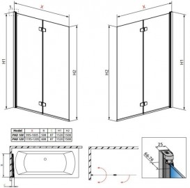 Шторка для ванной Radaway Fuenta New PND 120/R правая прозрачное стекло 208212-01R