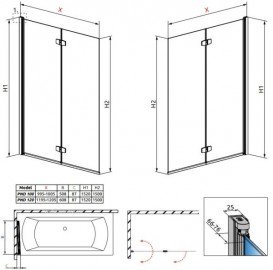 Шторка для ванной Radaway Fuenta New PND 100/L левая прозрачное стекло 208210-01L