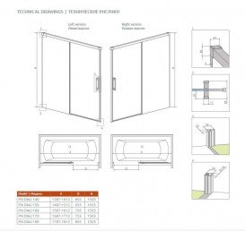 Шторка для ванної Radaway Idea Black PN DWJ 160 права прозоре скло / чорний 10003160-54-01R